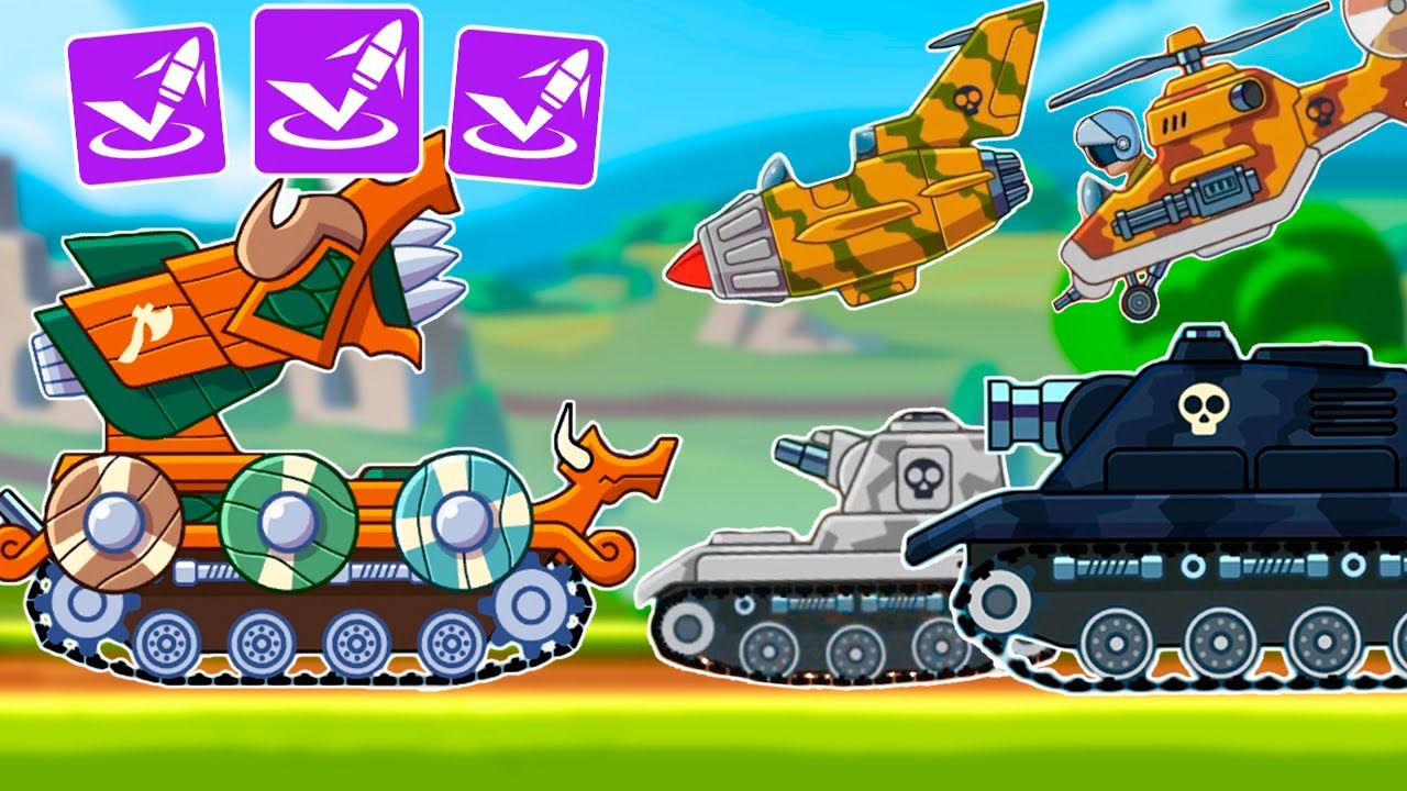 TANK BARRACUDA and BOUNCY BULLET VS ALL TANKS in JUNGLE to NIGHTMARE - Hills of Steel