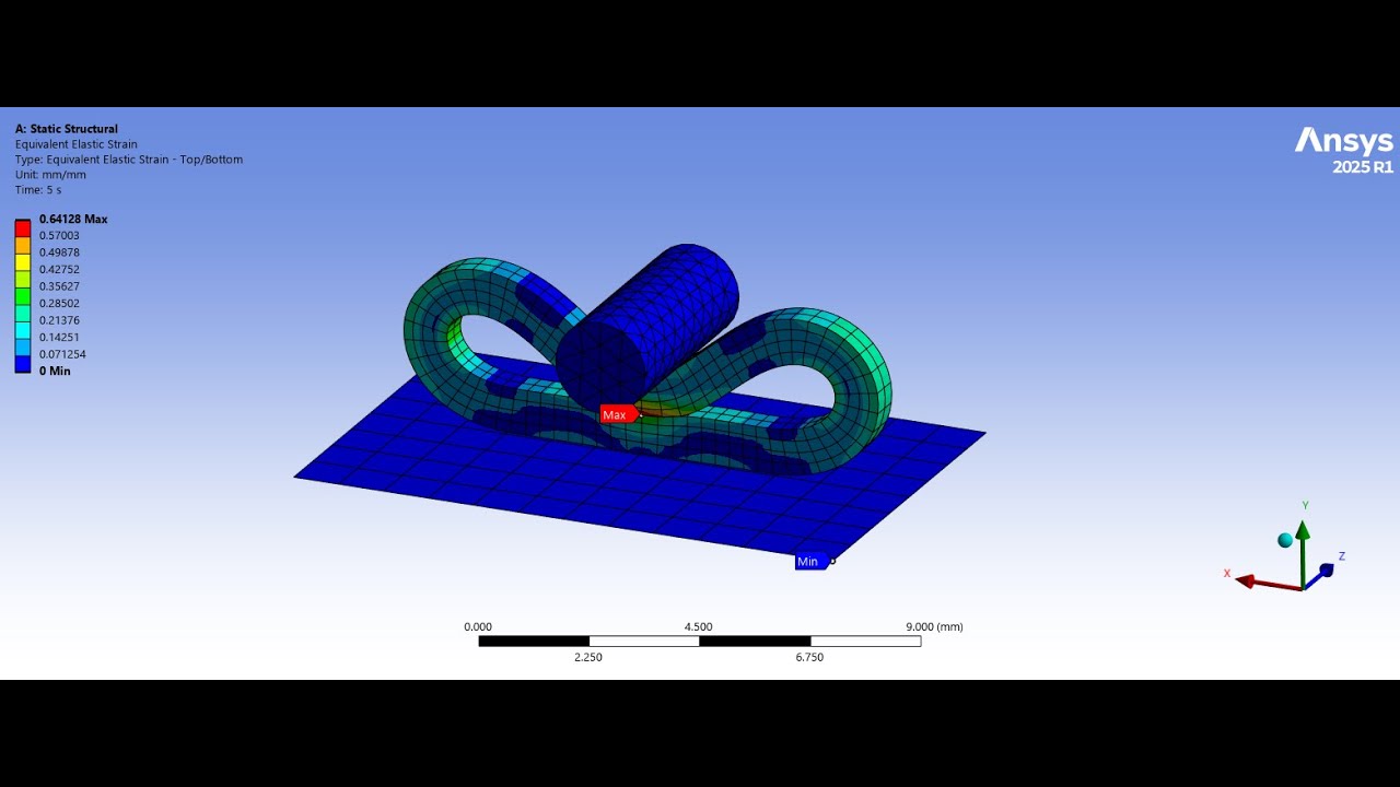 Ansys Mechanical: O-ring Rubber simulation with Arruda Boyce hyperelastic model.