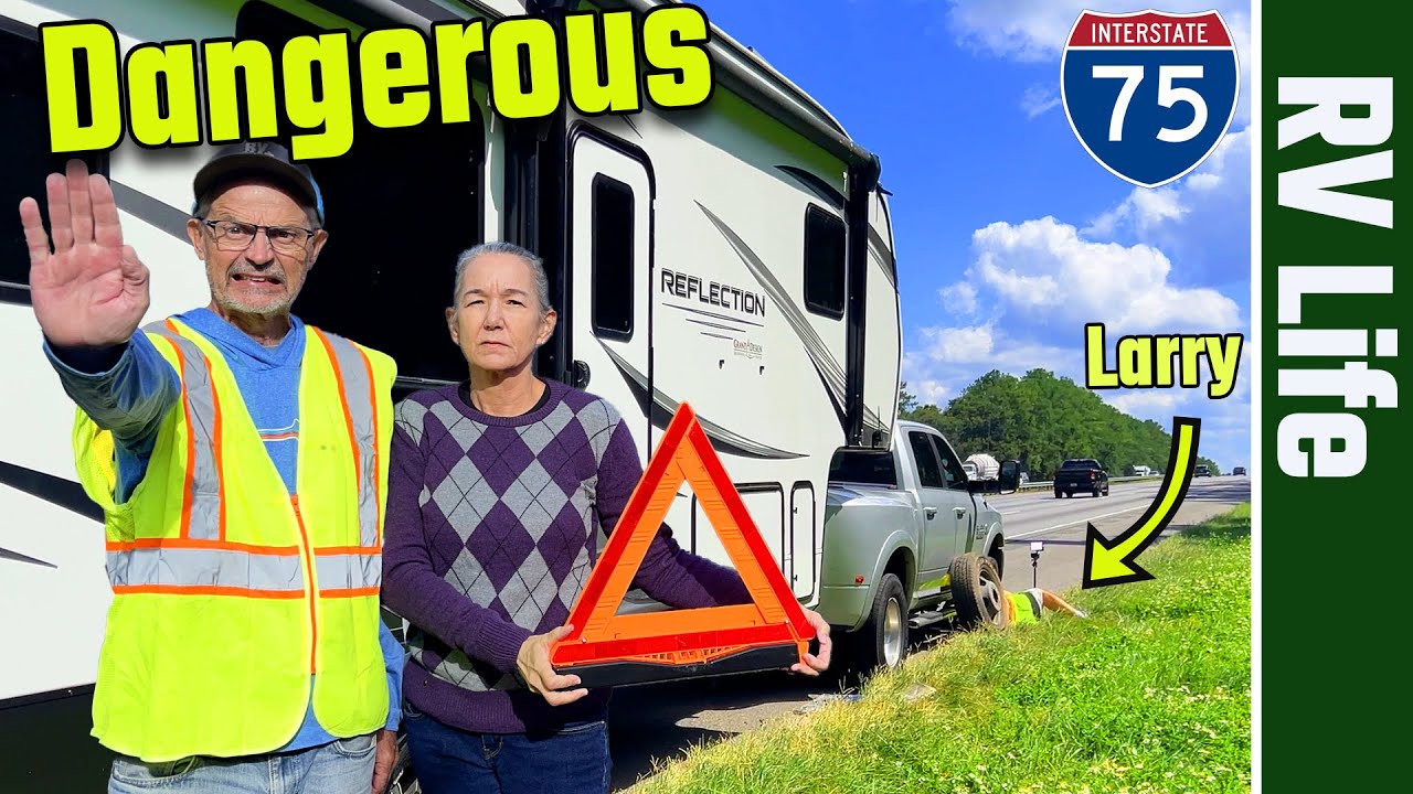 Scary Tire Blowout Towing RV on Major Highway!