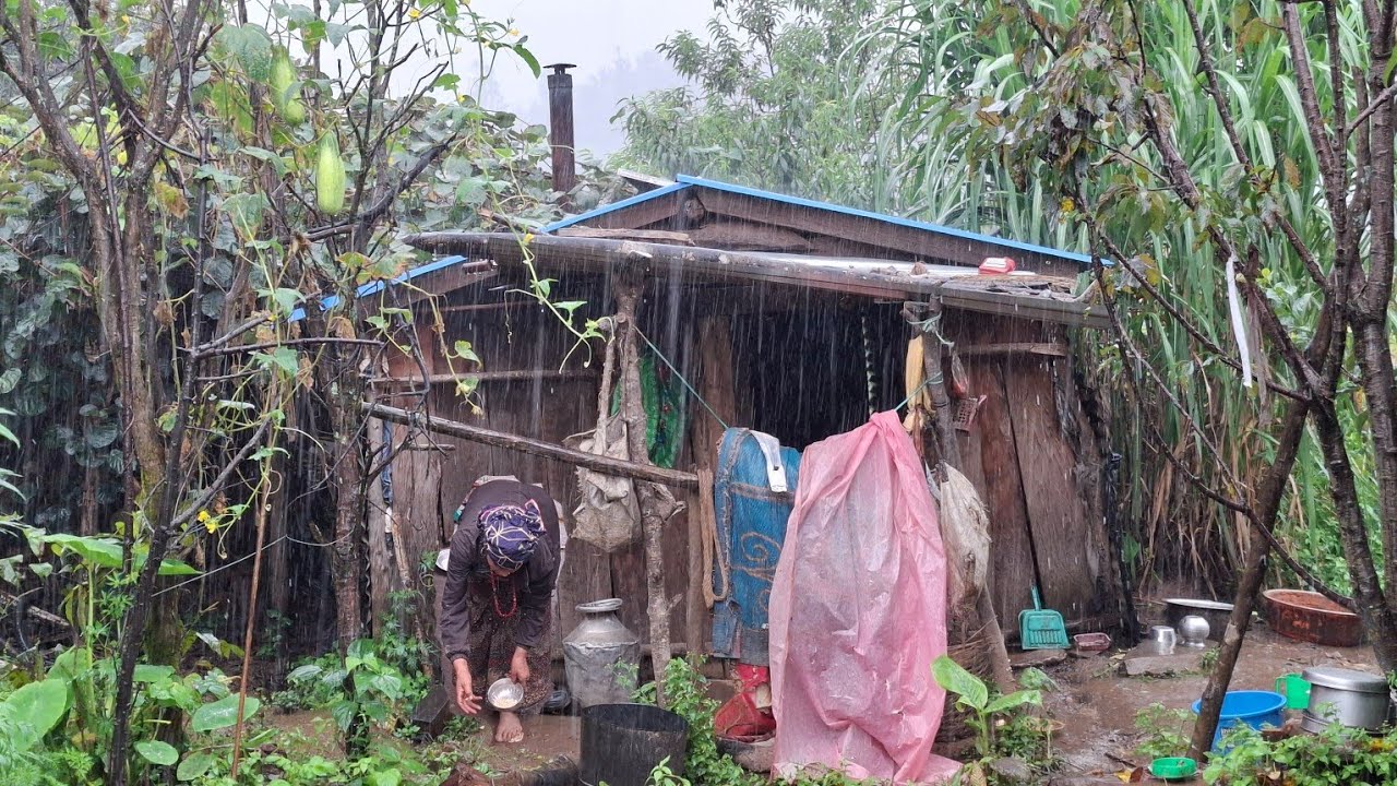 Life in a Nepali Mountain Village During the Rainy Season | Daily Rural Activities | Organic Food |