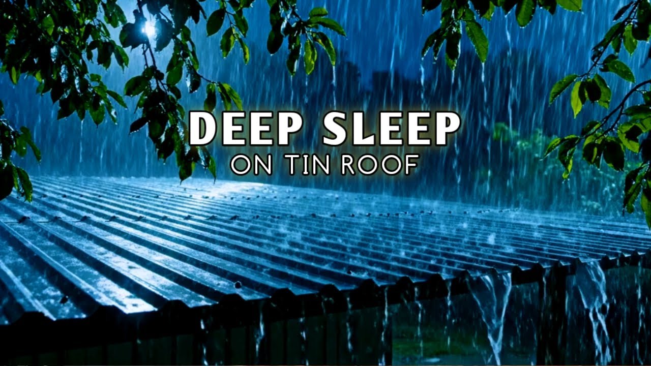 Heavy Rain on Tin Roof for Deep Sleep 🌧️ Sleep Instantly (1 Hour) Thunder & Rain Sounds