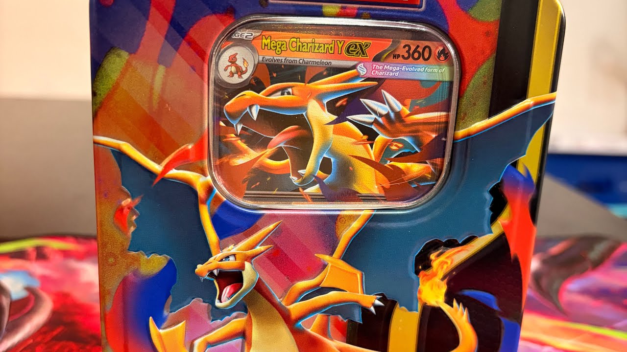 Mega Charizard Y ex tin opening #pokemoncards 