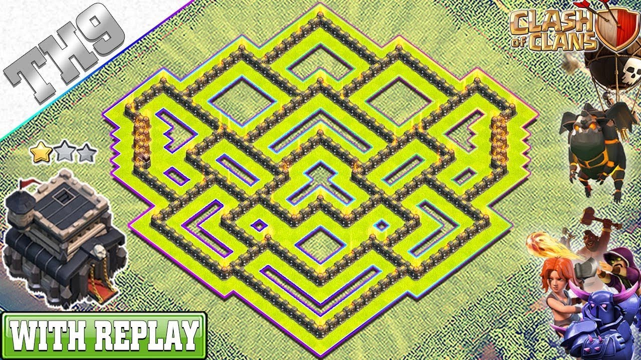 NEW BEST TH9 Base 2019 with REPLAY | TH9 Base Anti LAVALOON - Clash of Clans