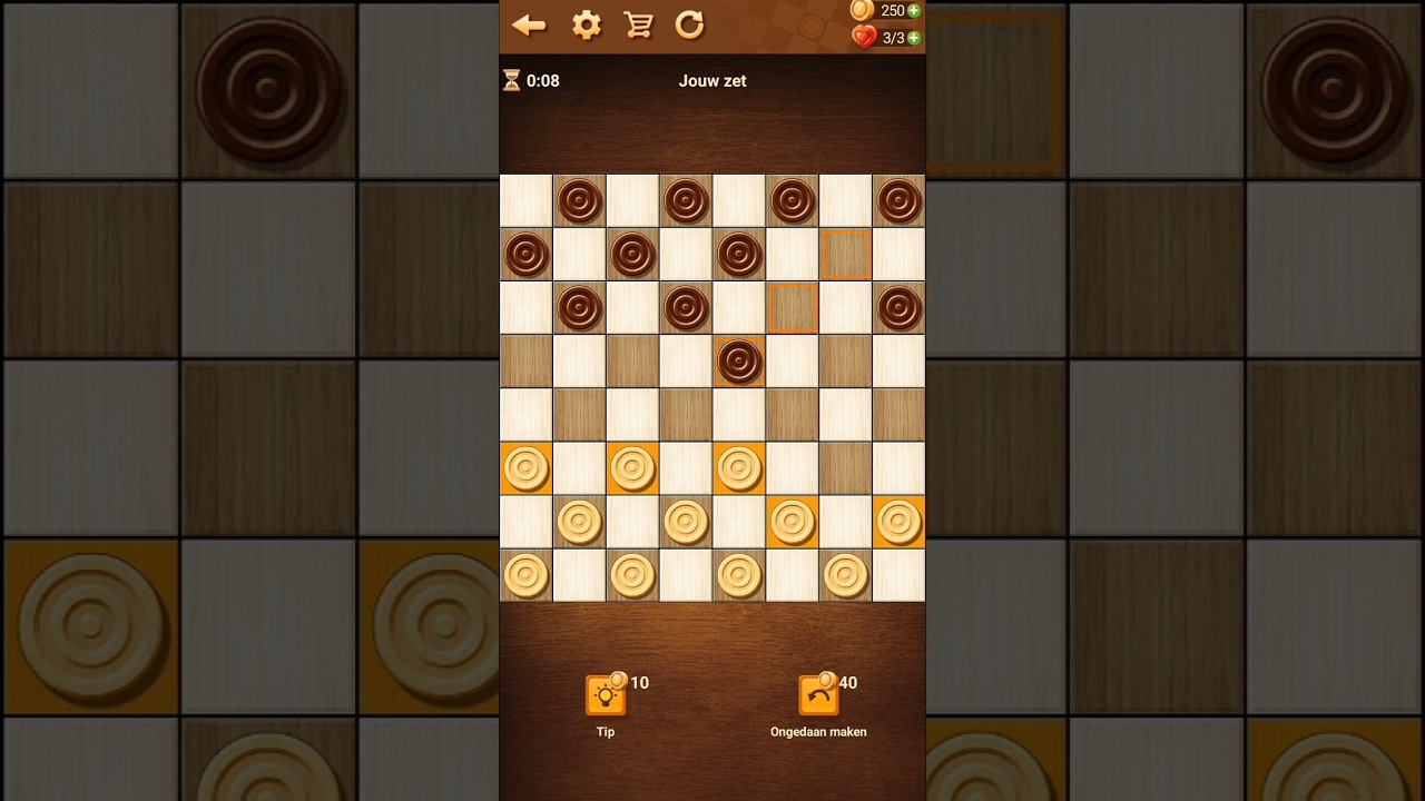 A Dutch checkers game (dammen) against the computer on medium