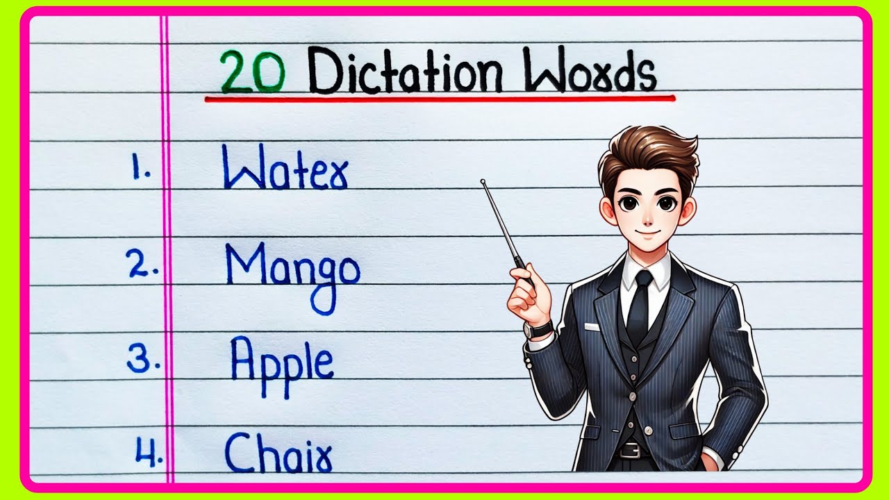 20 Dictation words | English Dictation words | 20 Dictation words in English 