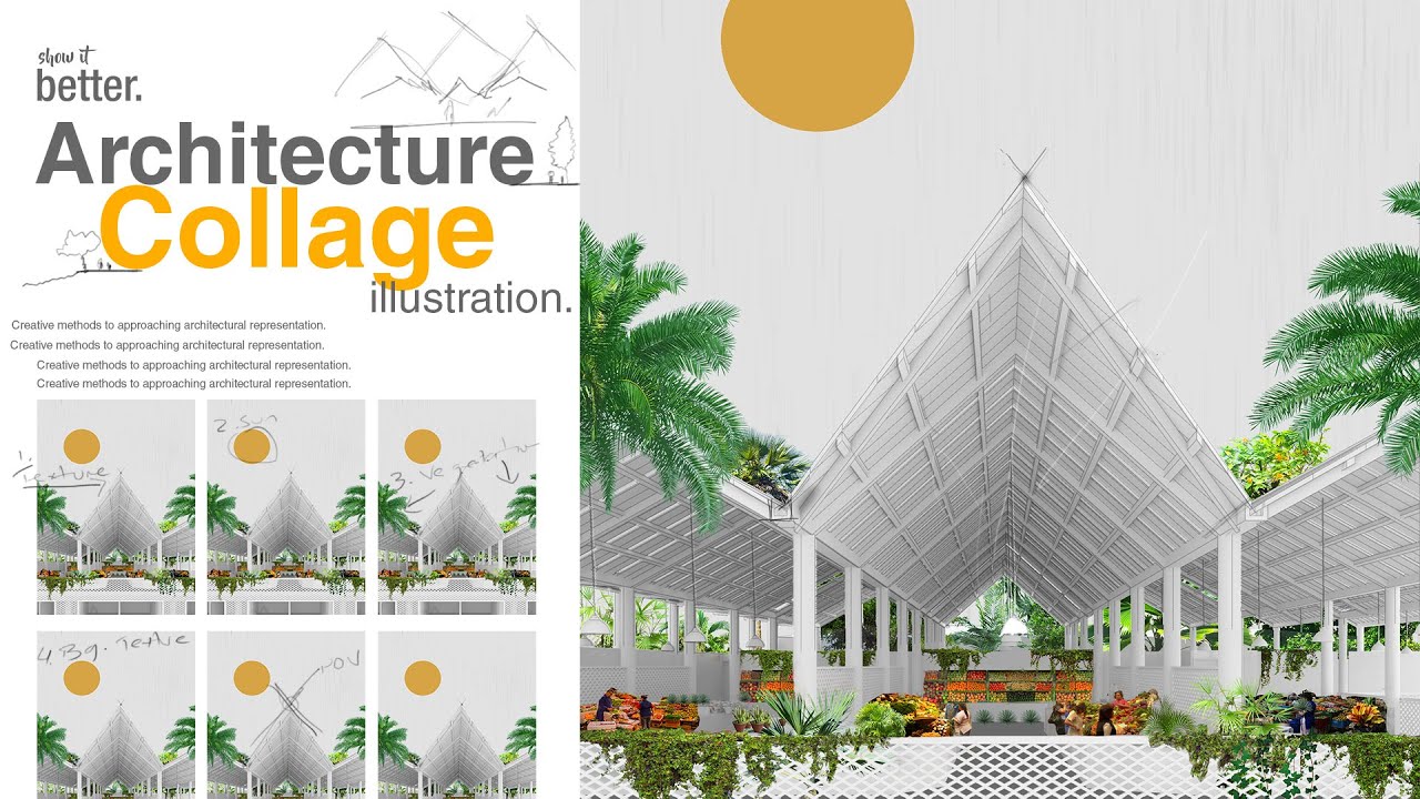Architecture Collage Illustration Market Plaza