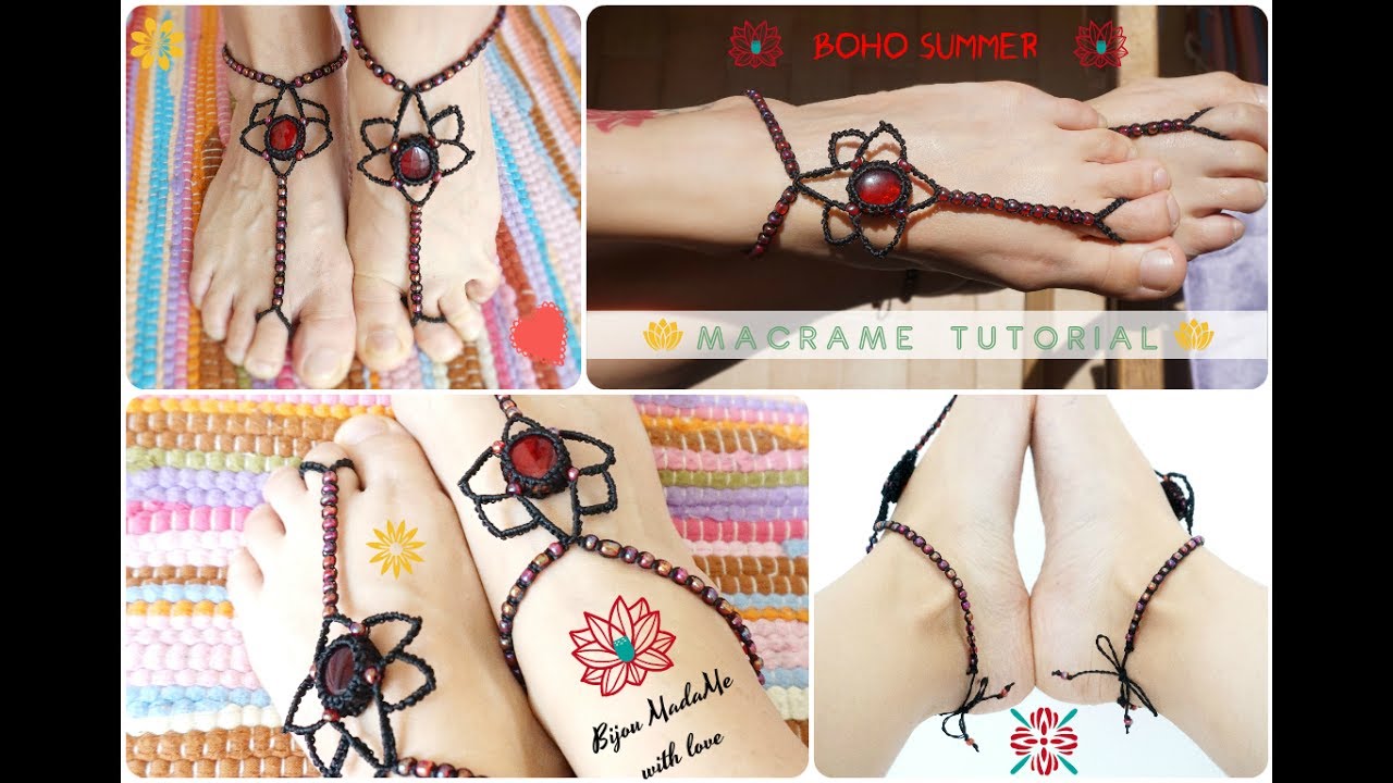 How to make summer macrame lotus barefoot sandals | DIY Macrame tutorial