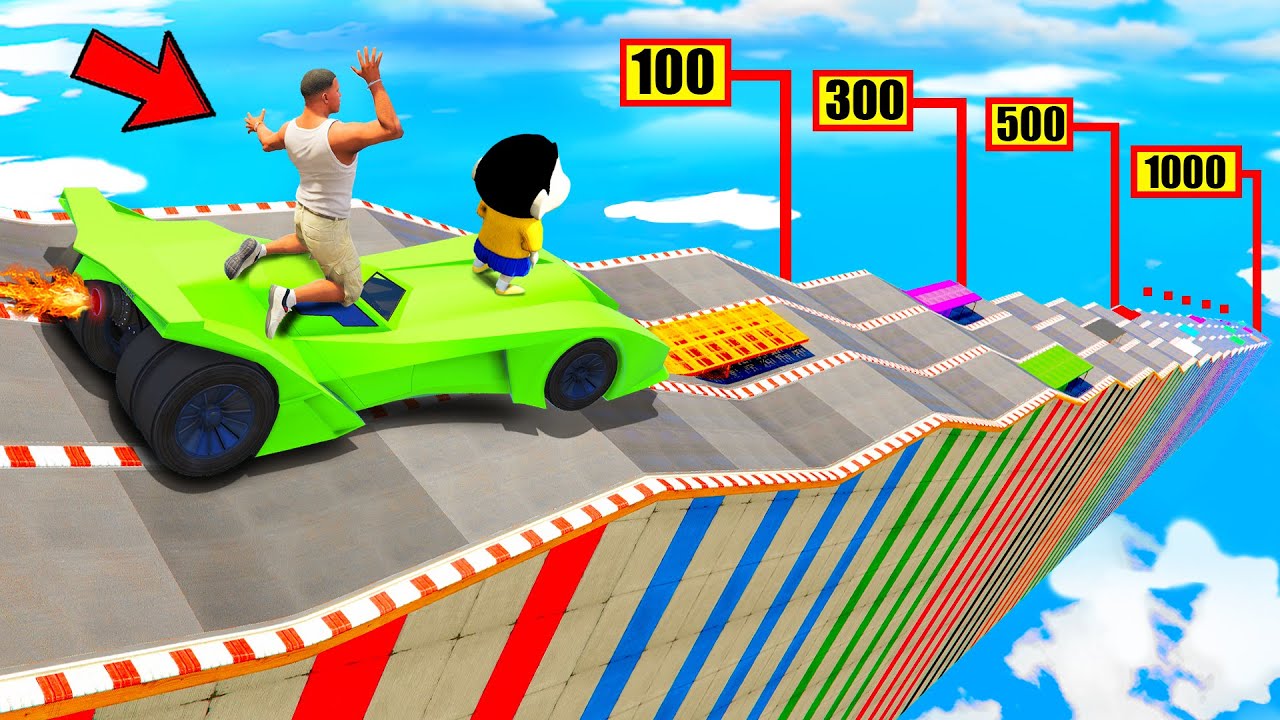 SHINCHAN AND FRANKLIN TRIED THE ZIGZAG ROAD POINTS JUMP PARKOUR CHALLENGE GTA 5