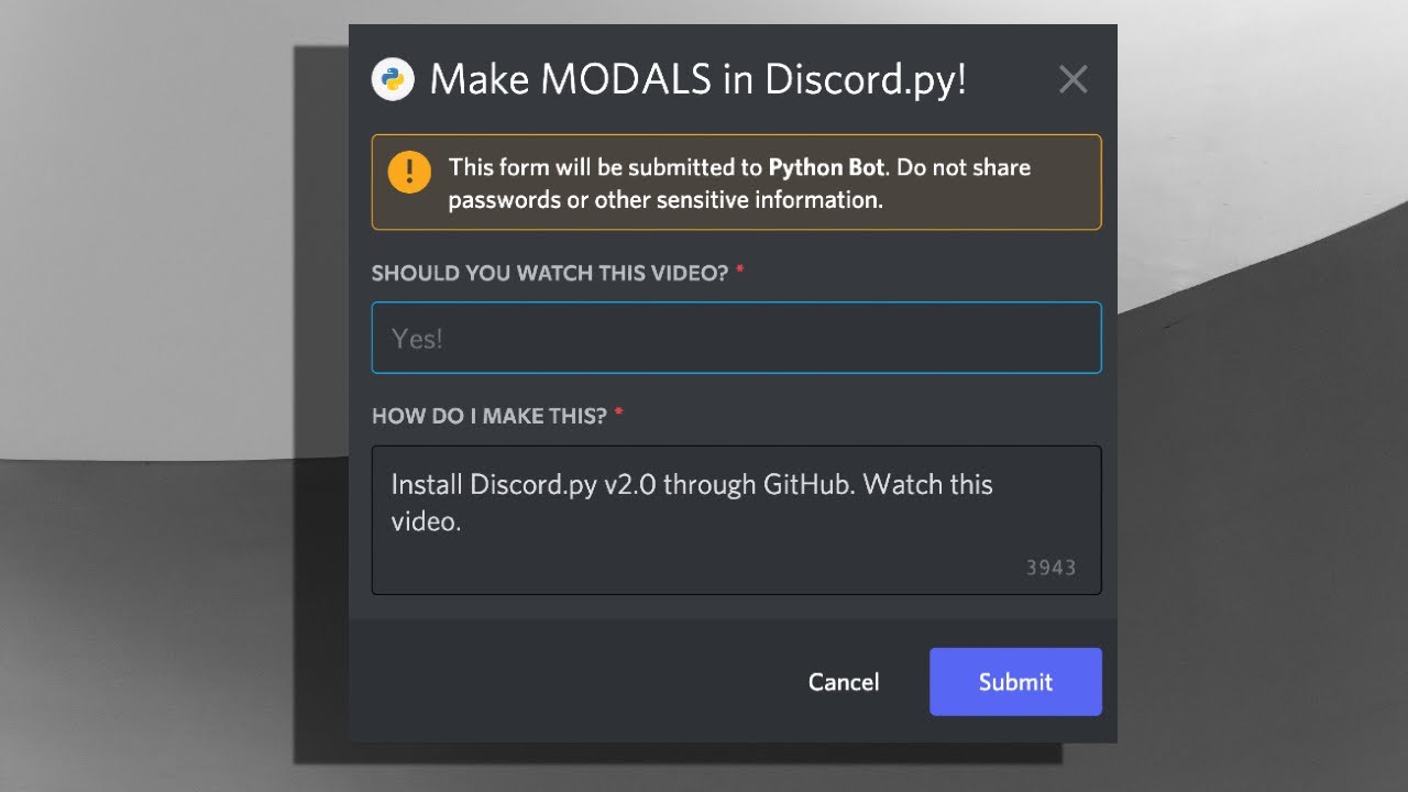 МОДАЛЬНЫЕ ОКНА Discord в Discord.py уже здесь!