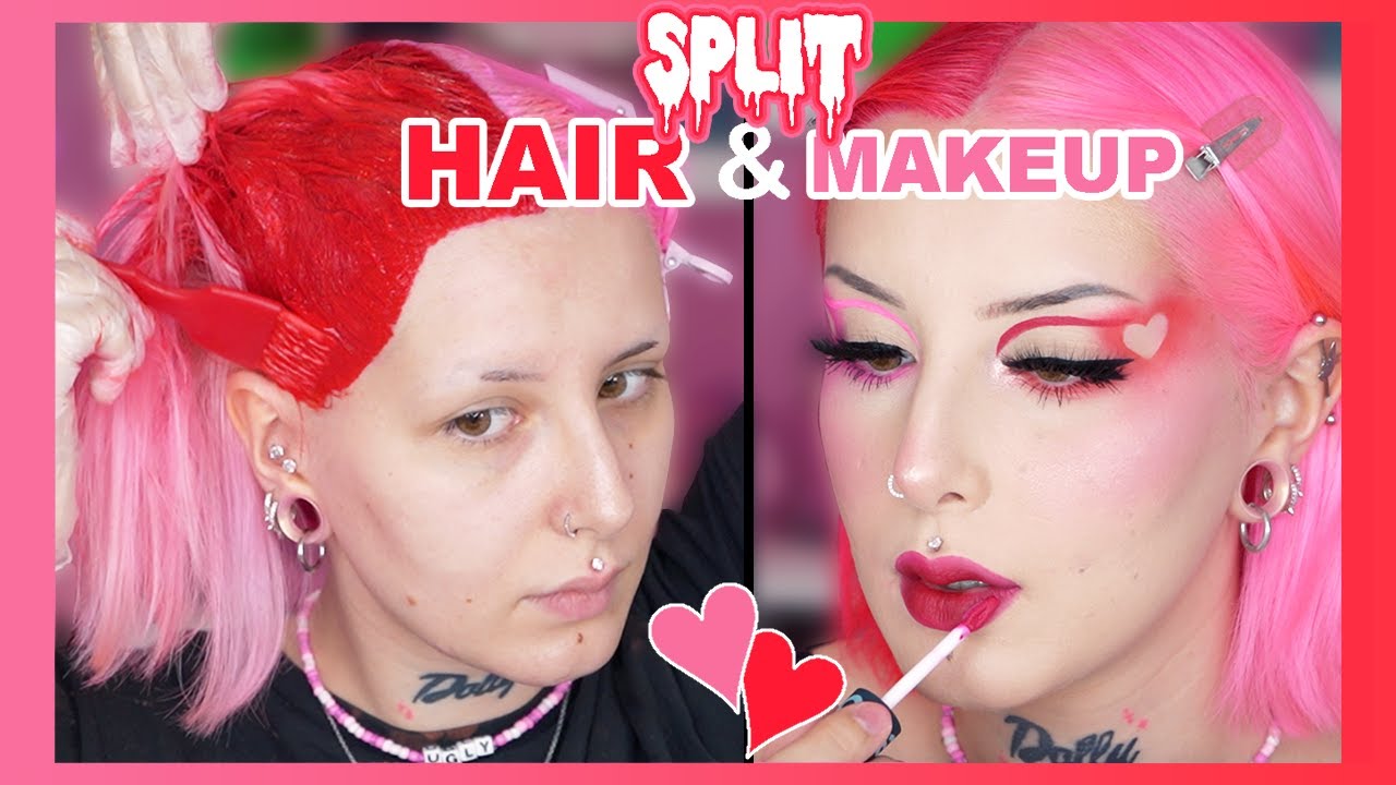 SPLIT HAIR + MAQUILLAGE ASSORTI 💗❤️ | Coloration IroIro RED & NEON PINK