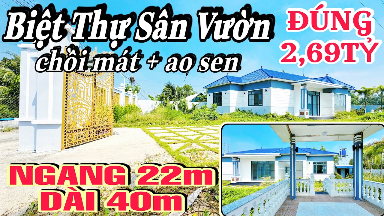 BIỆT THỰ SÂN VƯỜN ngang 22m dài 40m, SHR FULL THỔ, có Chồi Mát-Ao Sen. Nằm trục đường Đinh Đức Thiện
