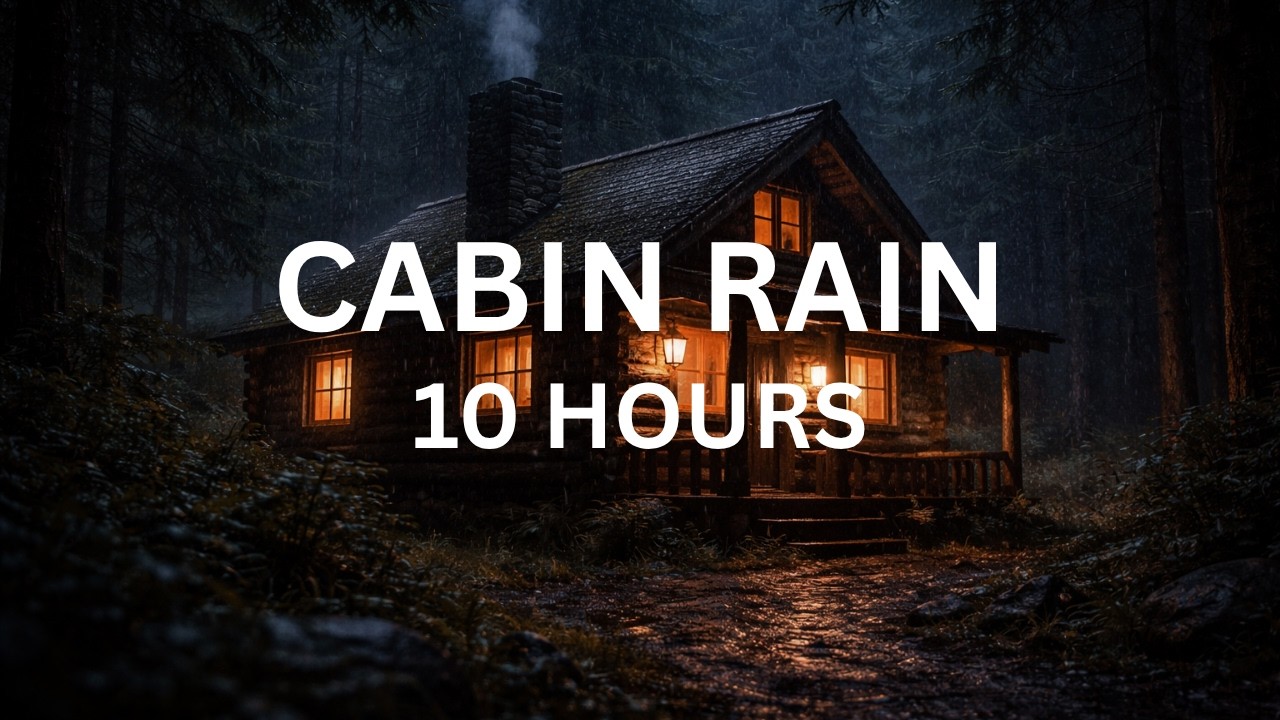 Rain on Cabin at Night 🌧️ 10 Hours | Deep Sleep Rain Sounds (No Thunder, Cozy Cabin)