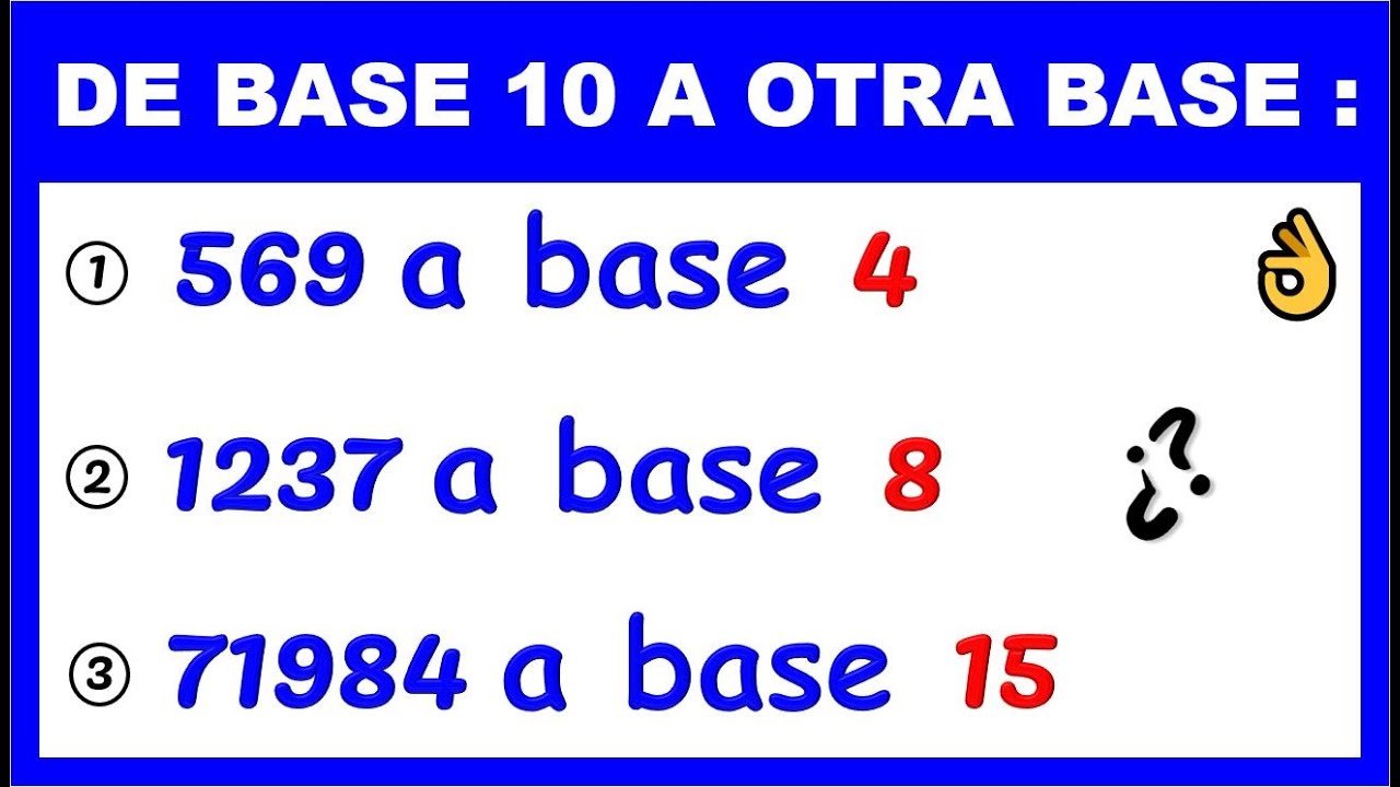 NUMERACIÓN: CONVERTIR DE BASE 10 A CUALQUIER BASE