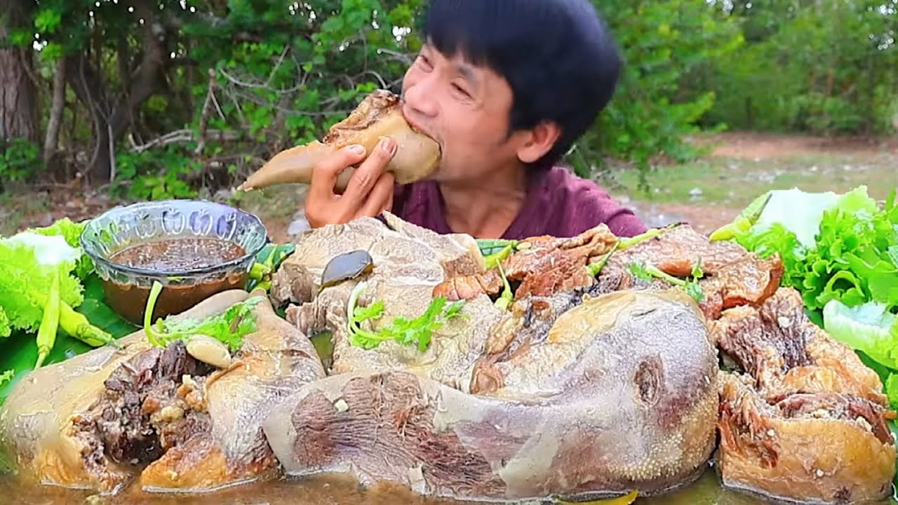 ลิ้นวัวต้มจิ้มแจ่วเพี้ยขมๆแกล้มผักสดแซ่บคักอีหลีครับพี่น้องMUKBANG EATING SHOW/โก้อีสานพาแดก