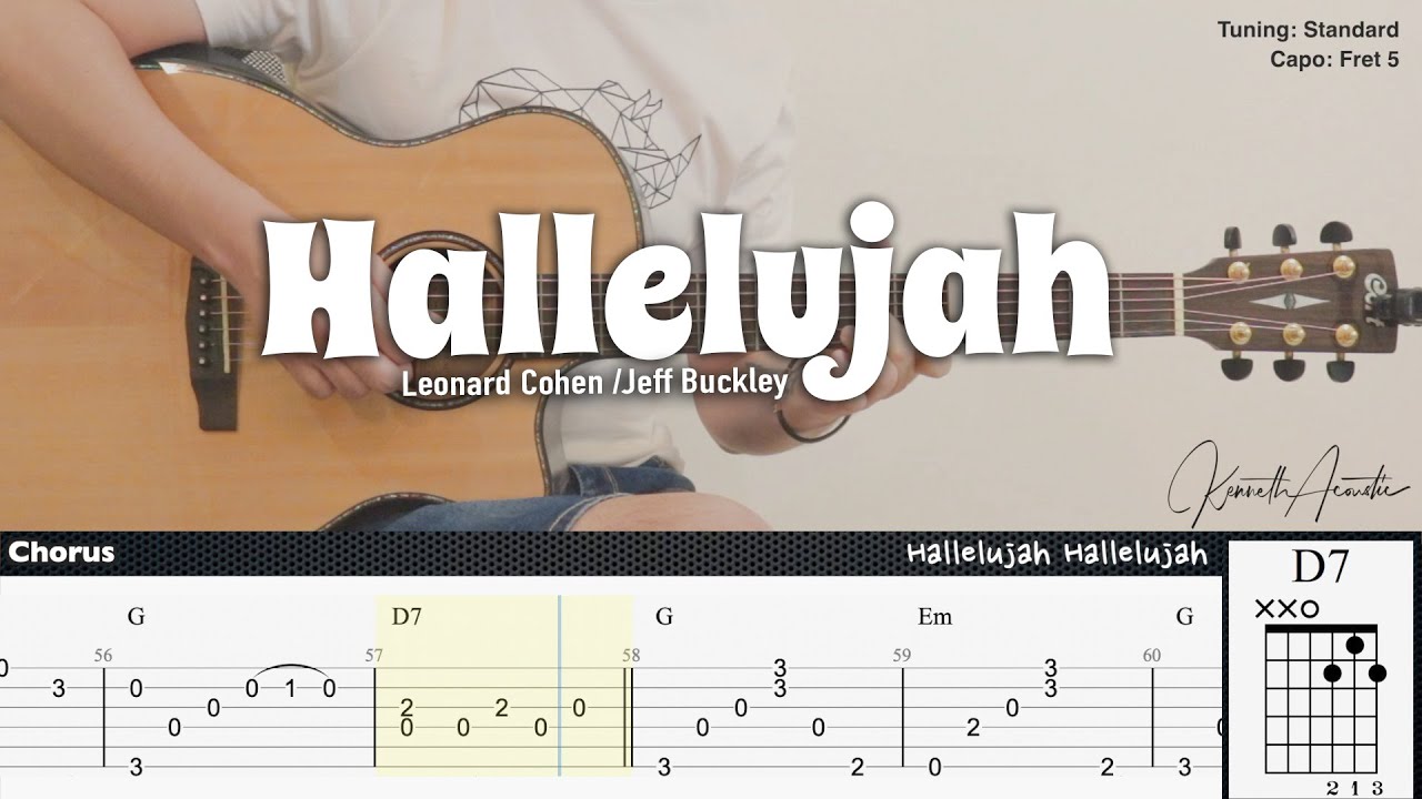 Hallelujah - Leonard Cohen /Jeff Buckley | Fingerstyle Guitar | TAB + Chords + Lyrics