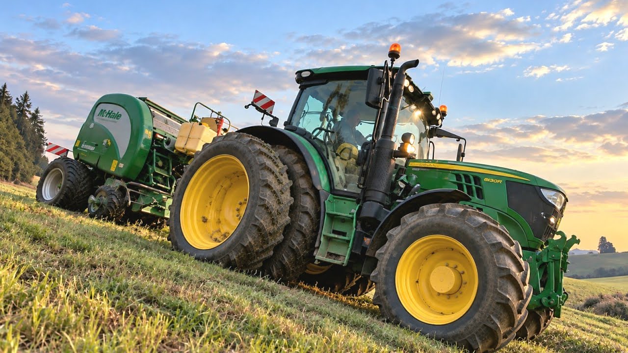 John Deere 6130R mit McHale F5600 | Rundballen pressen | Röthlisberger Otzenberg