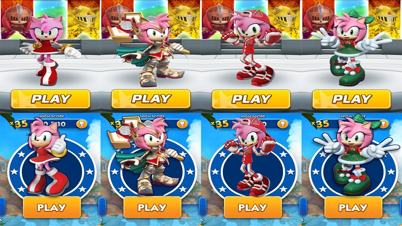 Sonic Forces vs Sonic Dash - Use All Amy Skins - Paladin, Jingle Belle, All Star and Normal Amy