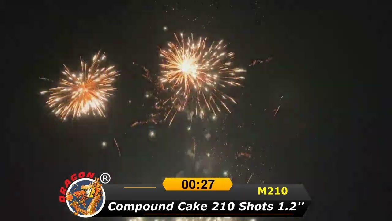 Dragon Fajerwerki Wyrzutnia 210 Shots Fireworks Compound Cake