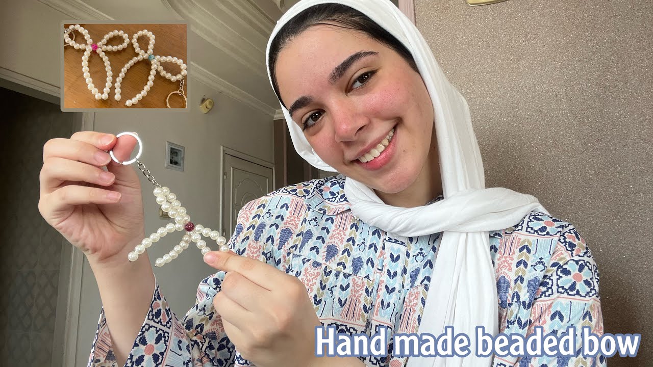  اسهل طريقة لعمل فيونكة بالخرز خطوة بخطوه || How to Make a Beaded Bow | Easy DIY 🎀✨