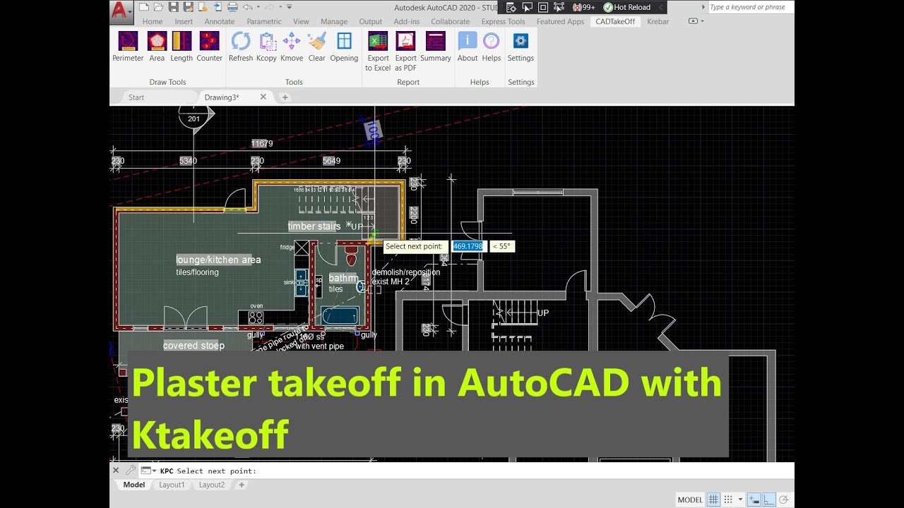 Plaster takeoff with Ktakeoff