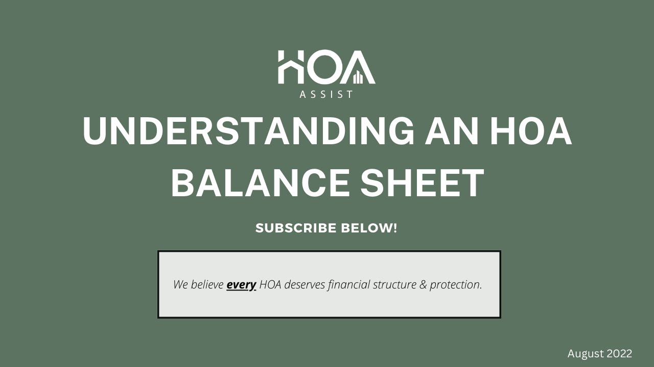 Understanding an HOA Balance Sheet.