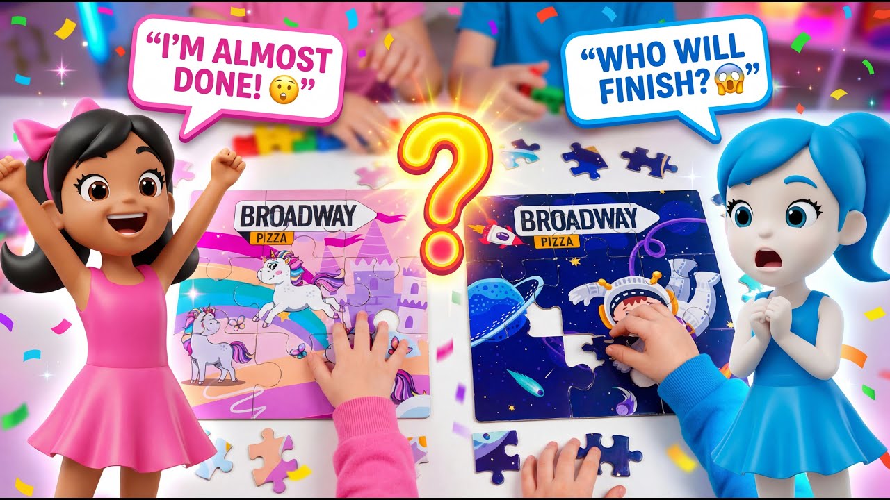 2 Puzzle Games Challenge 🧩 | Pink vs Blue | Family Fun Vlog