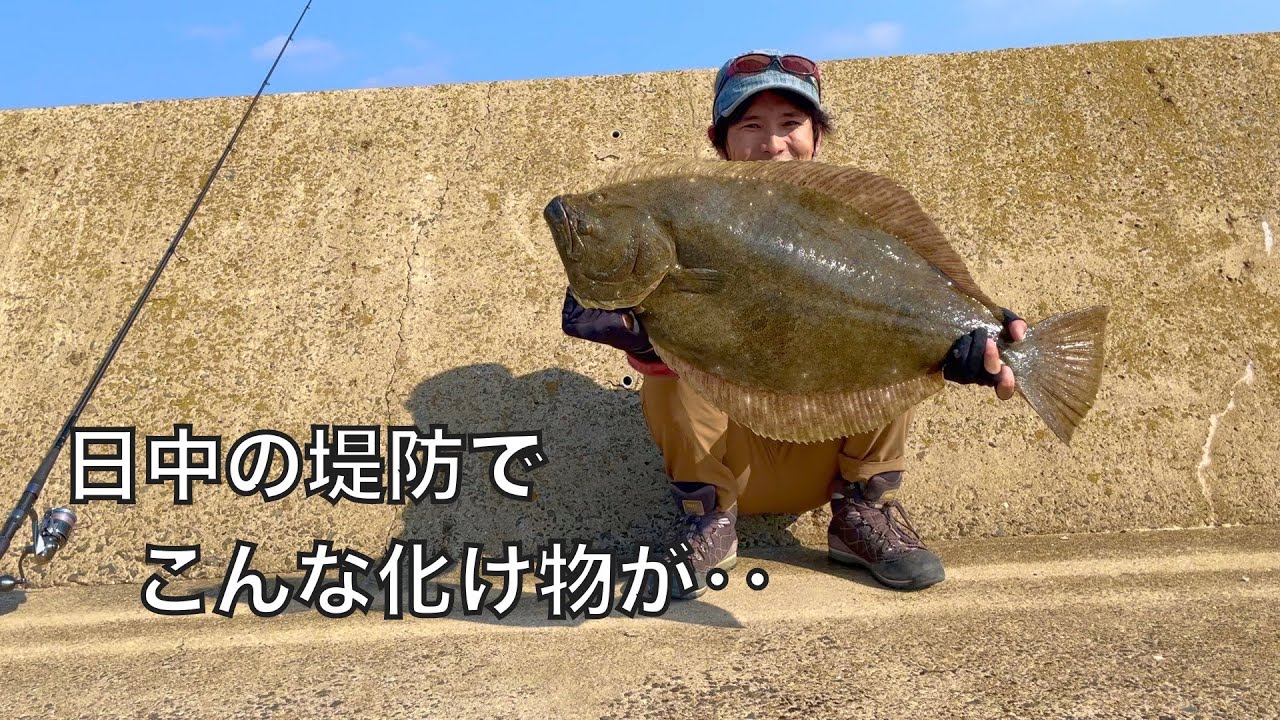 真昼間の堤防で巨大ヒラメを釣り上げた日の話。