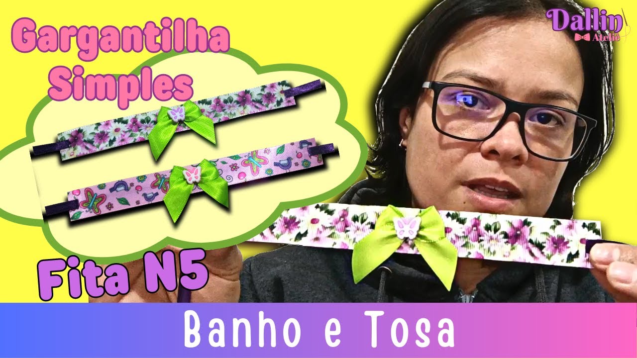Banho e Tosa: 🎀 Gargantilha Pet + DICAS TOPs -Fita número 5 (Simples) - Preço