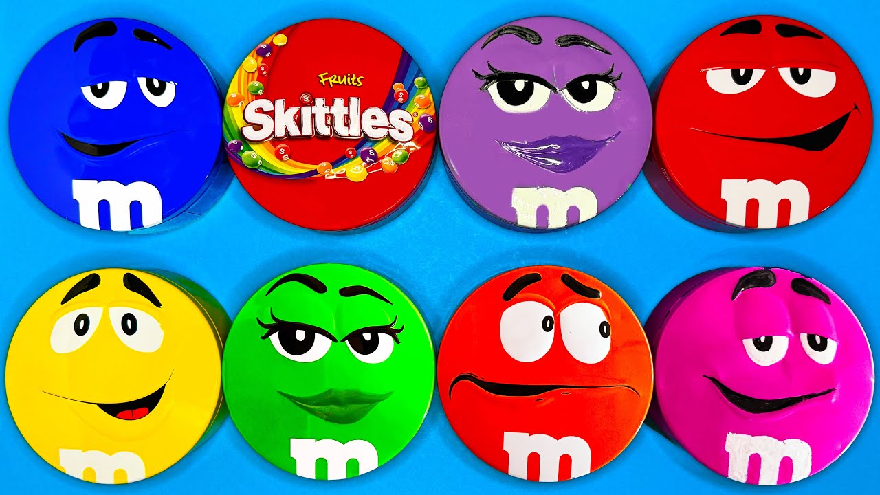 Satisfying Video | ASMR Unpacking Colorful Skittles and Chocolate M&M'S Candy From Brilliant Tins