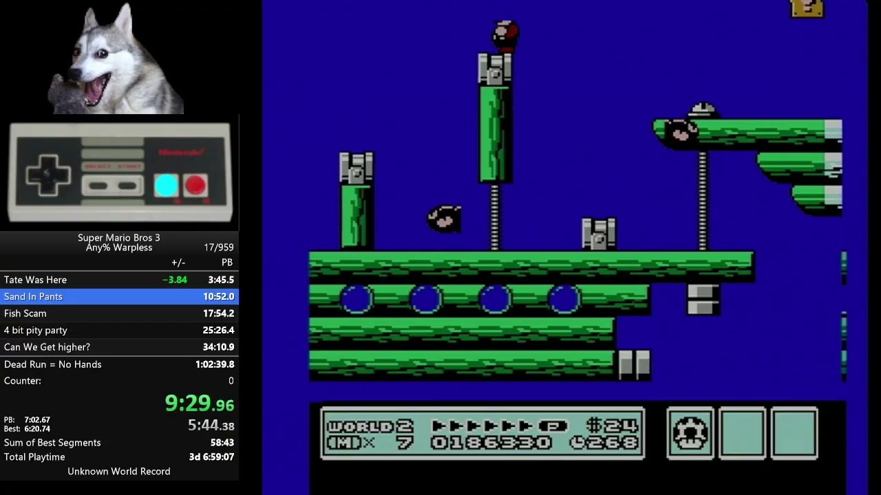 Super Mario Bros 3 Warpless Speedrun in 1:02:05