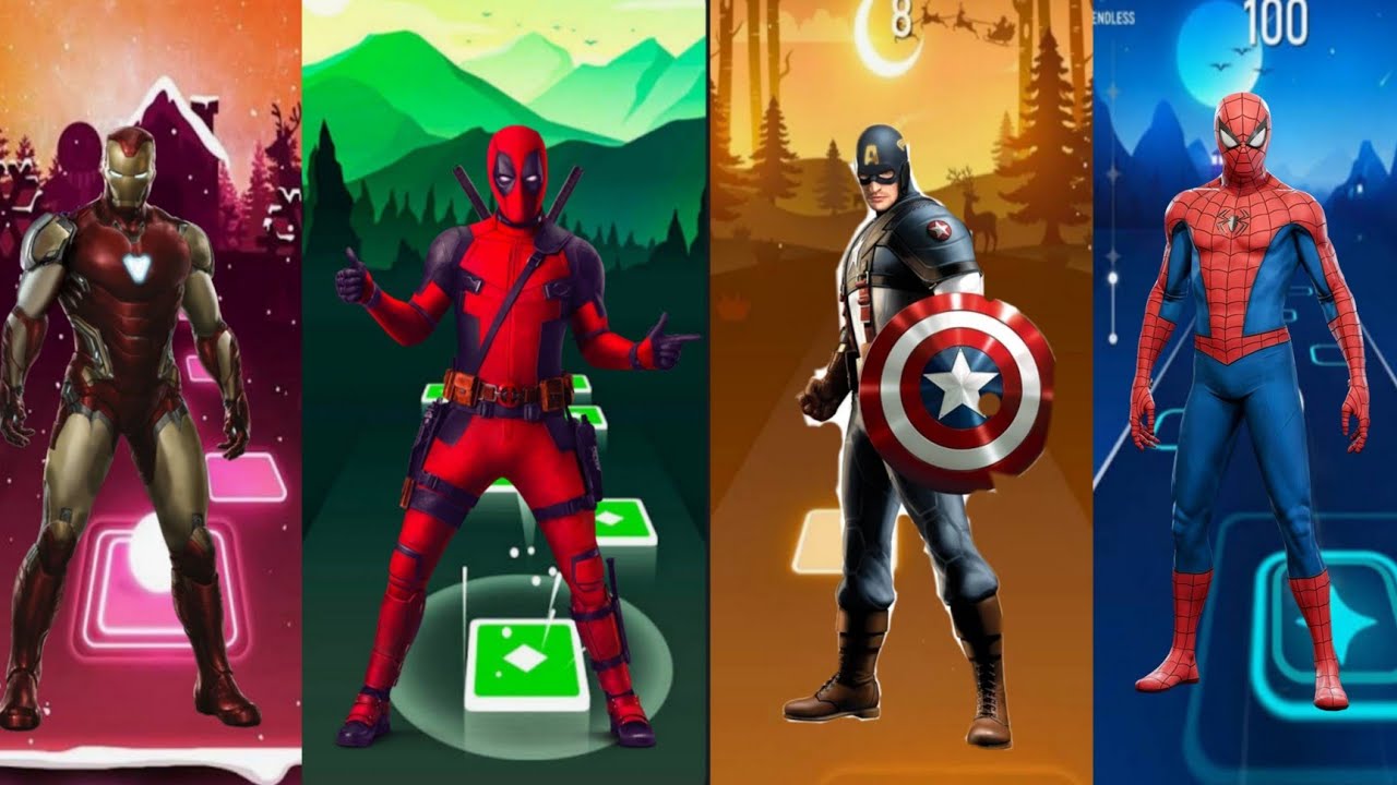 DEADPOOL VS VENOM VS XULK VS SPIDERMAN TILES HOP TUTUT RAQSI