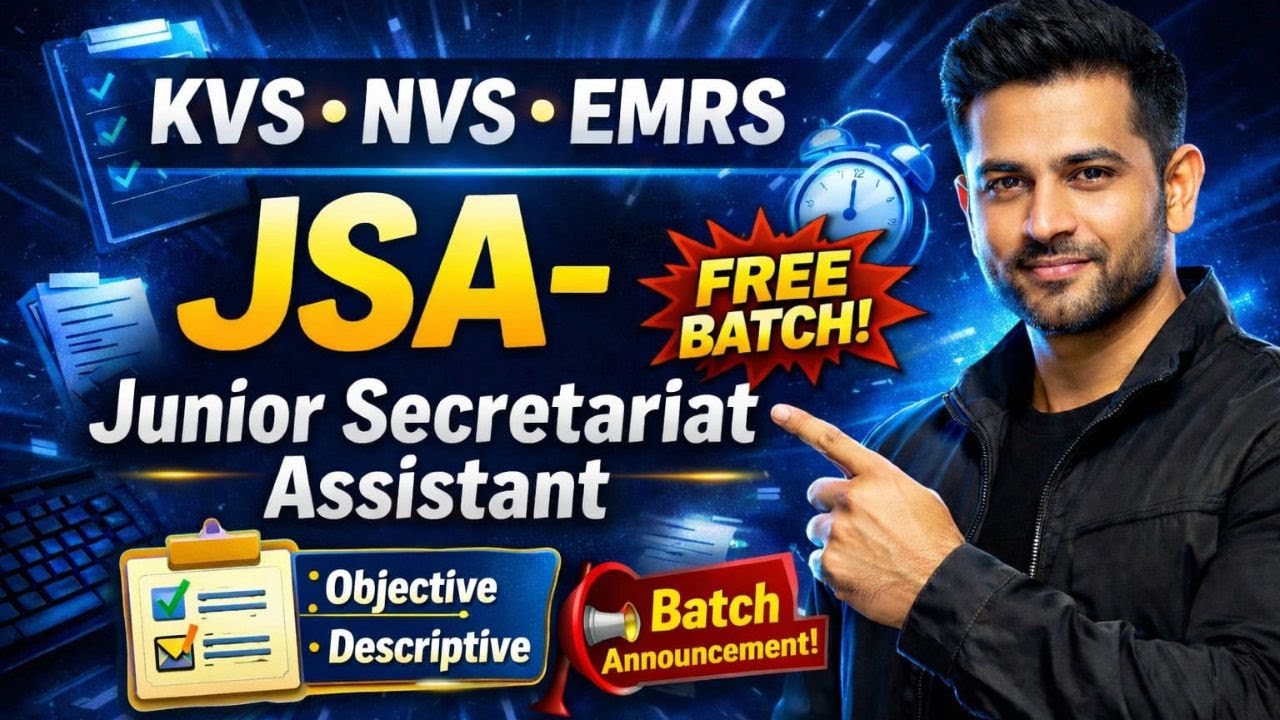 KVS NVS EMRS JSA Free Batch Announcement | Junior Secretariat Assistant Tier 2 Preparation | Mains