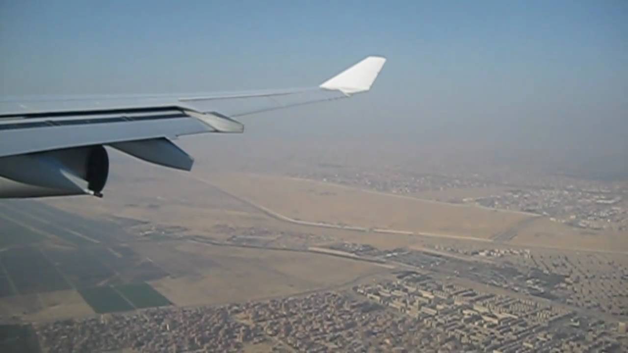 Lufthansa Airbus A340-300 Take off from Cairo airport ( Amazing views )