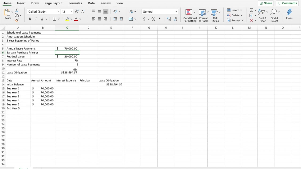 How To Create an Amortization Schedule (Leases)