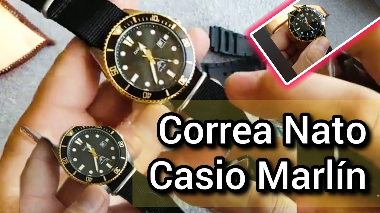 Casio Marlín MDV 106 cambio de correa por una NATO con la ventaja de poder perfumarla