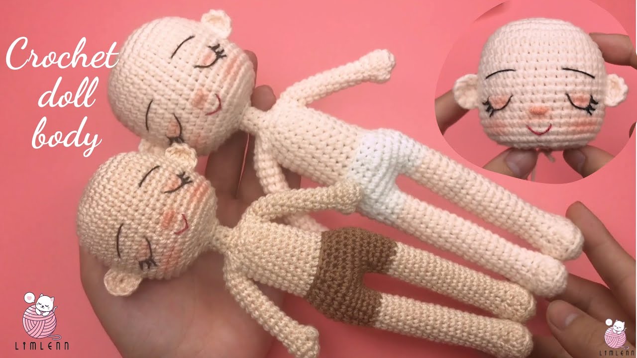 How to crochet doll body 2/2- Crochet doll's head- Easy and cute crochet tutorial
