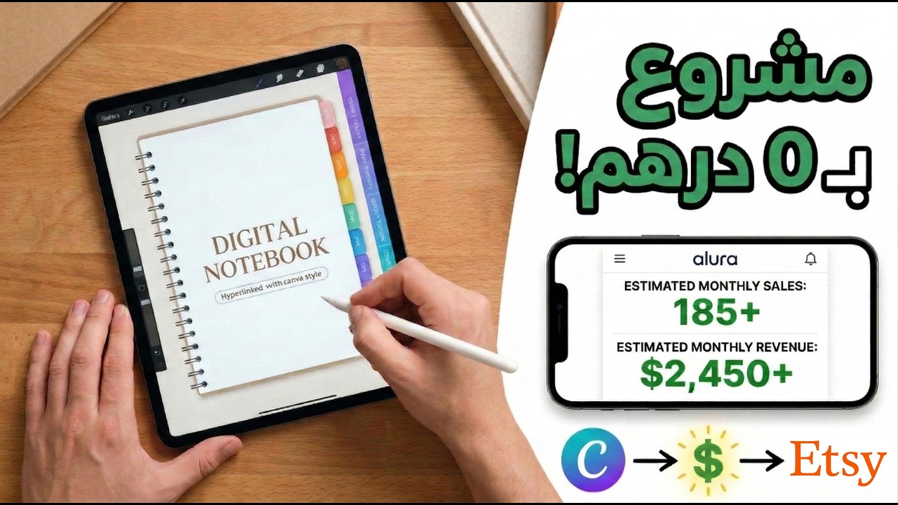صاوب Digital Notebook بـ Canva وبيعو فـ Etsy (مشروع مربح بـ 0 درهم 🇲🇦)
