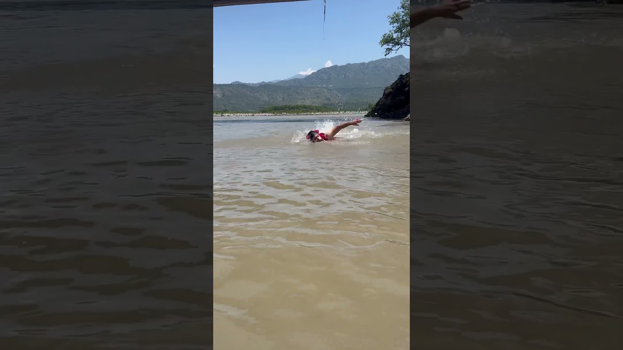 Swimming in the most dangerous river Chenab 😱🔥 #shorts #adventure
