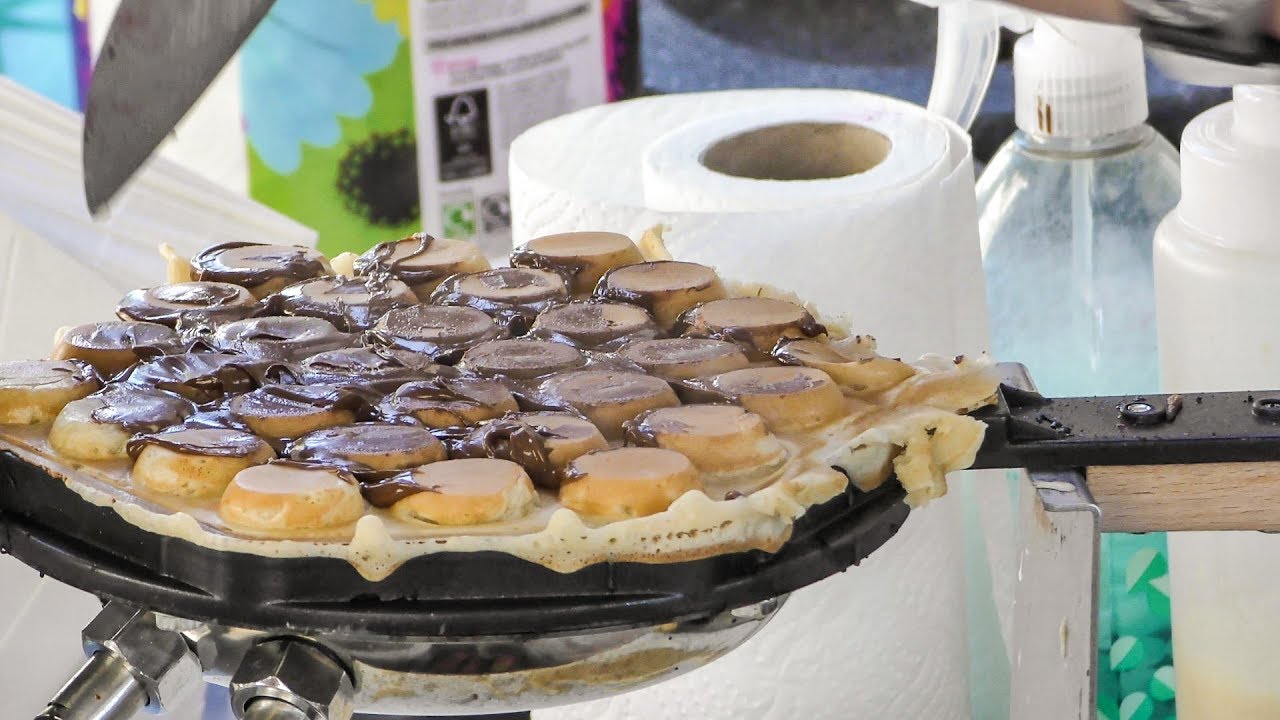 The Bubble Waffle, Hong Kong Style, seen in Brick Lane. Street Food of London