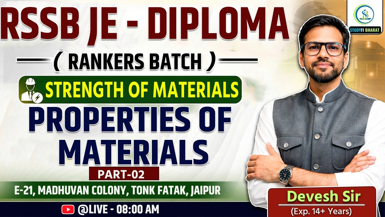 L 02 - SOM - Properties of materials - Part 2 | Rankers Batch #civilengeenring #rssbje