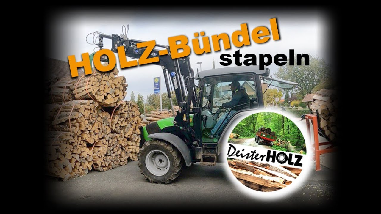 Holzbündel stapeln, Brennholz, Deutz Agroplus, IHC 533, Forstzange, Forstgreifer