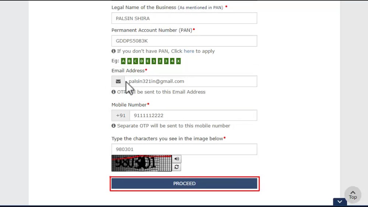 Taxpayer registration part A