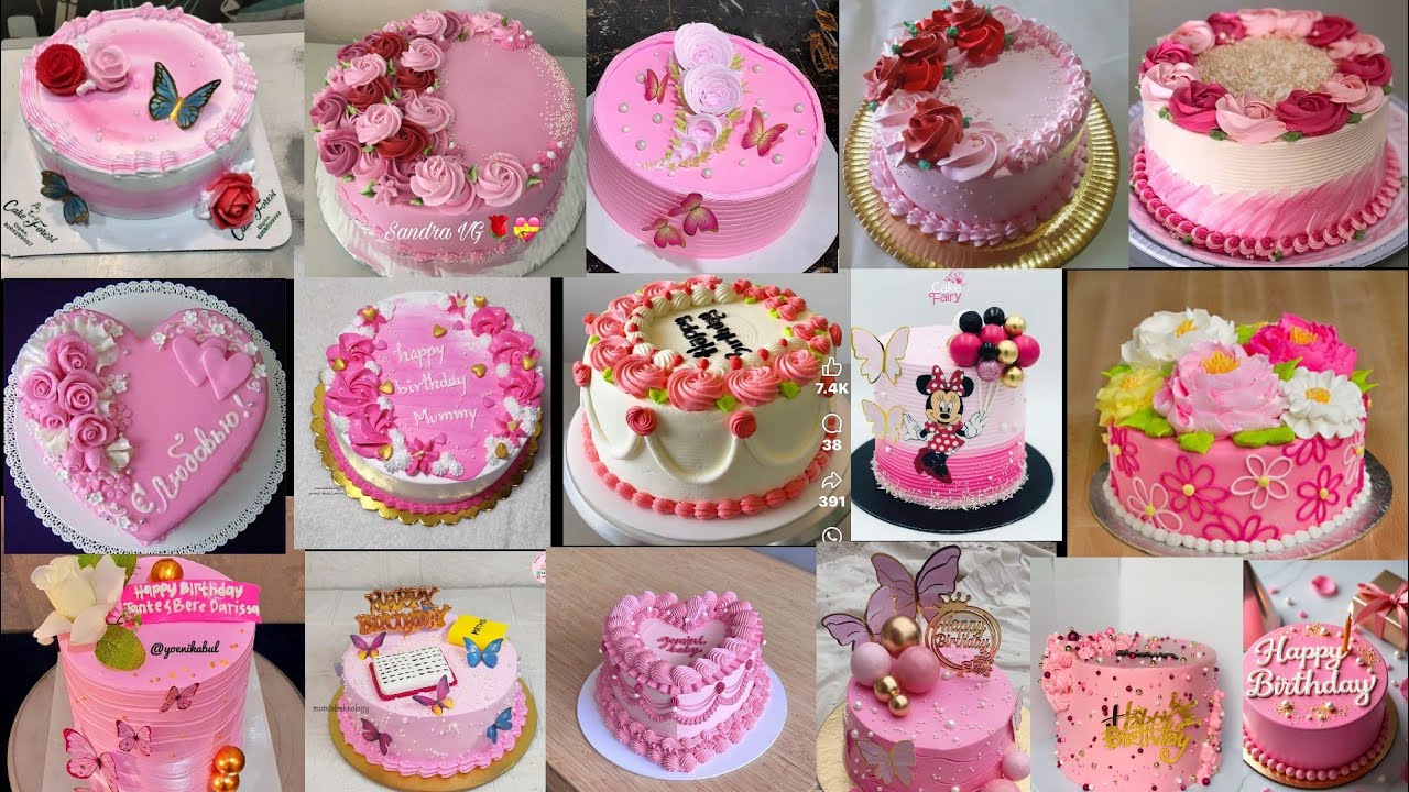 💖Latest Pink Birthday Cake/Simple & Easy Pink Cake Design/Birthday Cake Designs ForGirl/BirthdayCake