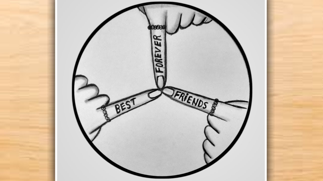 Three Best Friends Drawing | BFF Drawing | BFF Drawing Easy | Friendship Day Special Drawing