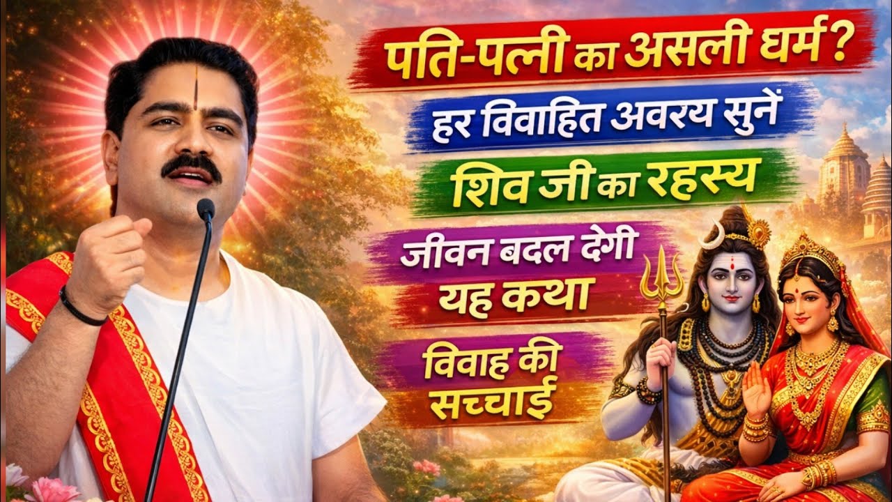🙏पति-पत्नी का असली धर्म क्या है? शिव पार्वती संवाद | श्री राम कथा #RamKatha#rajanjimaharaj #bhakti✨