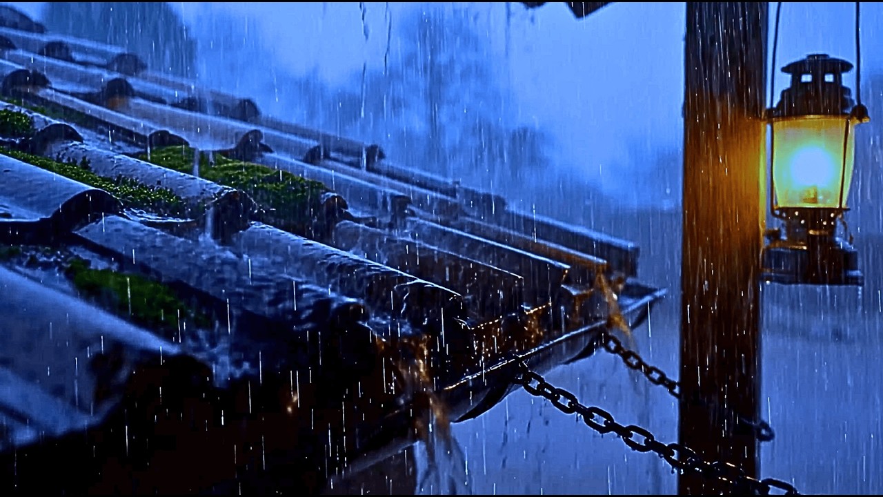 Deep Sleep Therapy with Powerful Rain and Thunder Sounds on a Cabin Roof in a Misty Forest