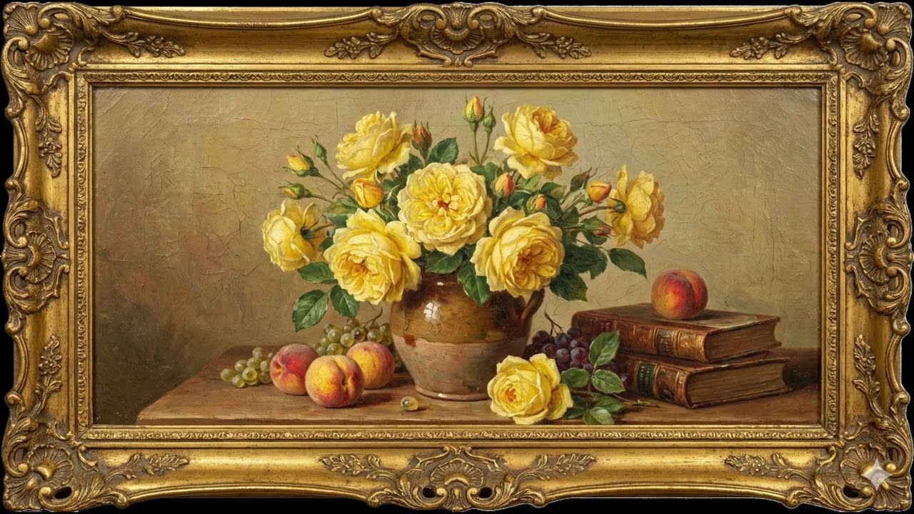 Beautiful Yellow Roses - Framed Vintage TV Art