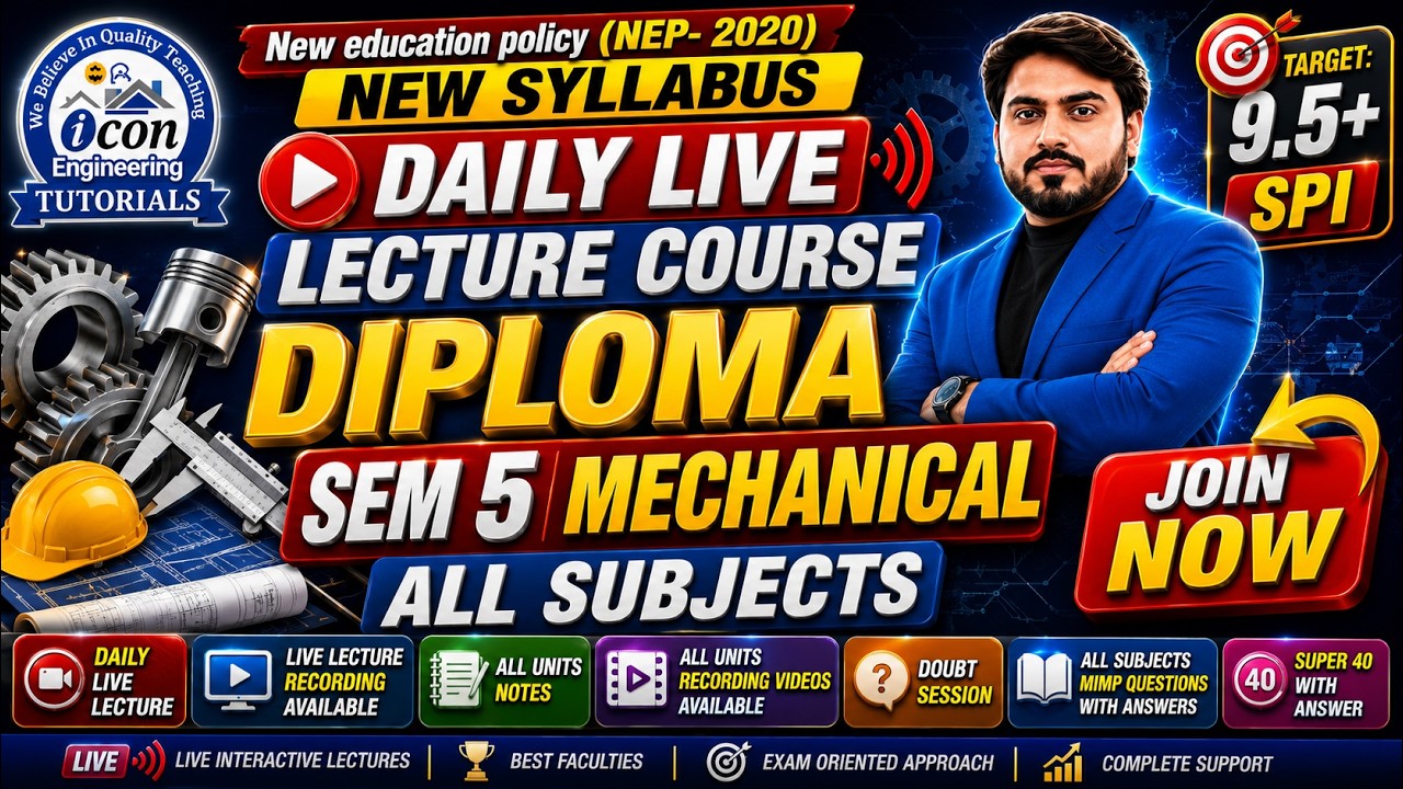 DAILY LIVE LECTURE COURSE FOR DIPLOMA SEM 5 MECHANICAL || ALL SUBJECT LIVE LECTURE || NEW SYLLABUS