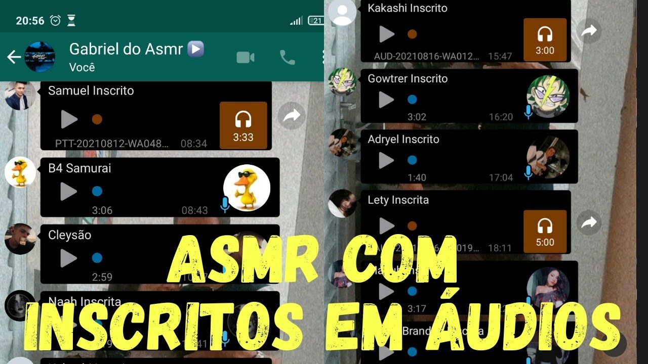 MEUS INSCRITOS FAZENDO ASMR EM ÁUDIOS