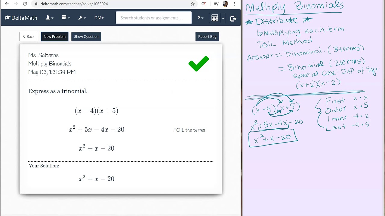 Deltamath Multiply Binomials